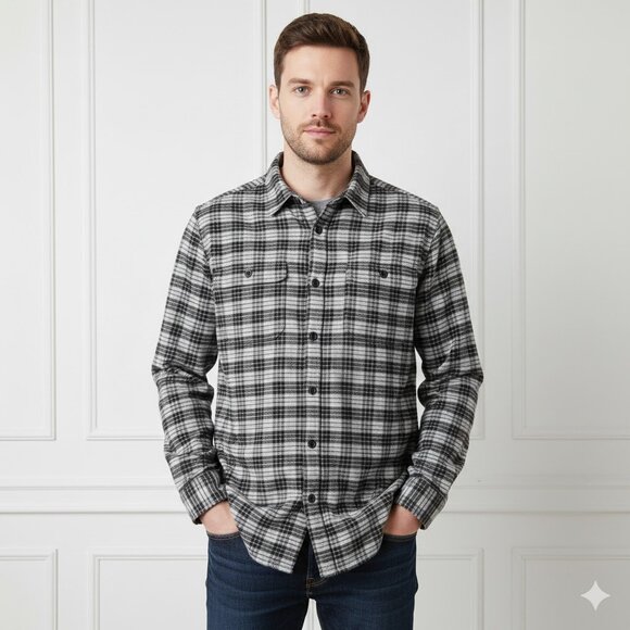 Roots Men's Brushed Cotton Plaid Long Sleeve Shirt Size XL - Picture 1 of 10